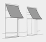 Drop arm awnings